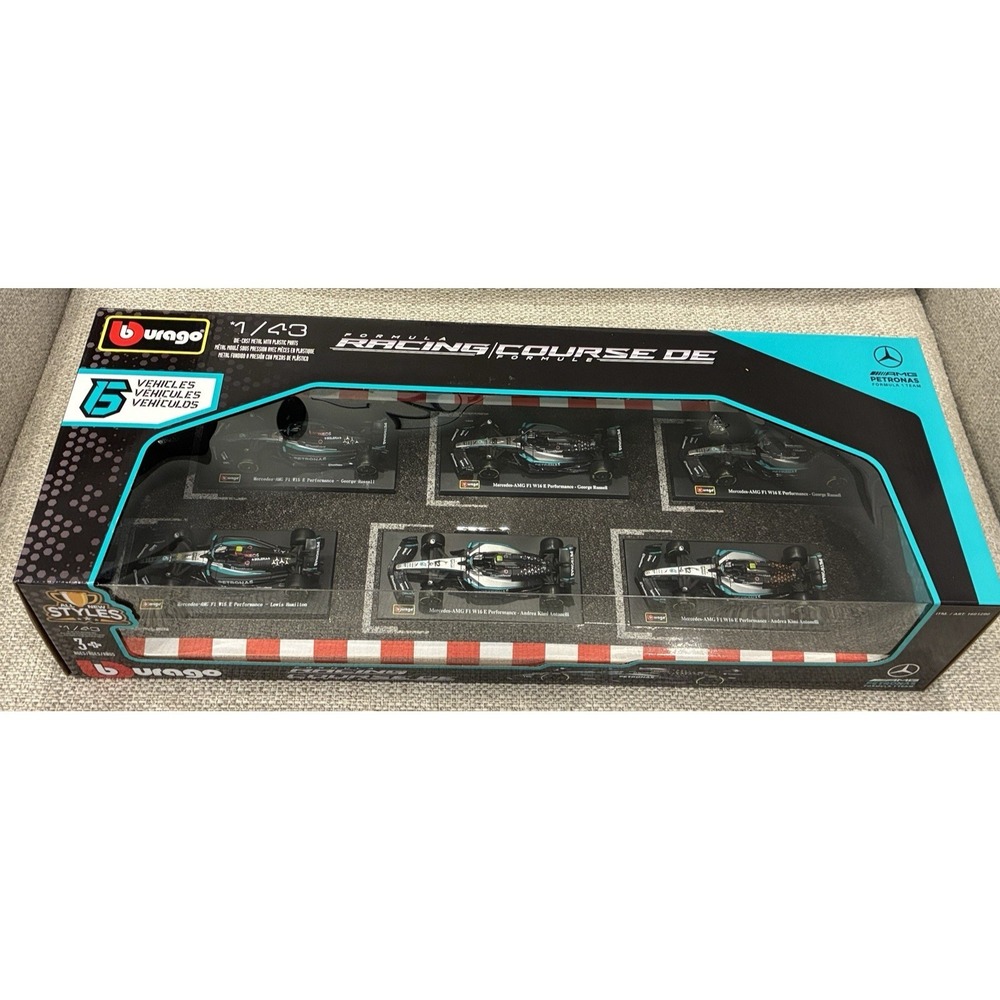 Burago 1:43 Scale Mercedes Benz Formula F1‎ Die Cast Racing Car 6-pack Set New